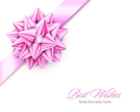 Vector Pink Realistic Bow with Ribbons Isolated on White Background Stock Illustration