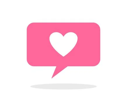 Vector pink rectangular feedback icon with heart in flat style Stock Illustration