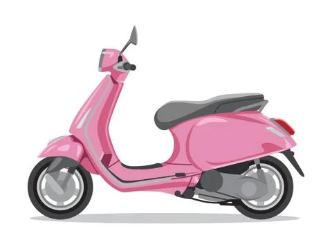 Vector pink retro scooter, flat style side view. Stock Illustration