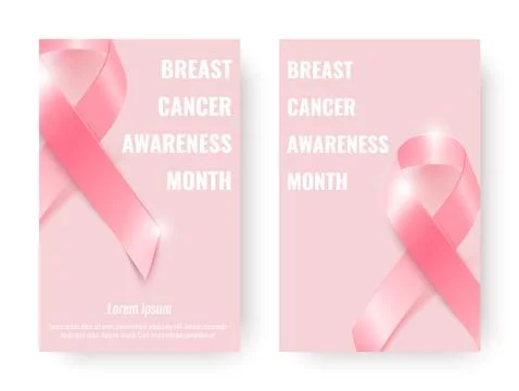 Vector Pink Ribbon Background. Breast Cancer Awareness Banners Stock Illustration