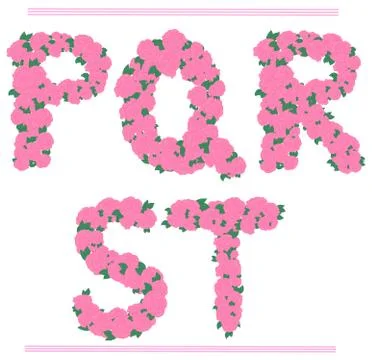 Vector pink roses font - P - Tdecor letters Stock Illustration