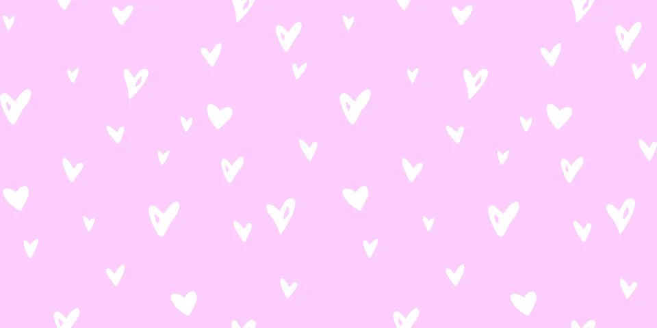 Vector pink Seamless abstract pattern of small hearts. Hand drawn doodle back 스톡 일러스트