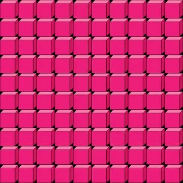 Vector pink seamless background with 3d squares Stock Illustration