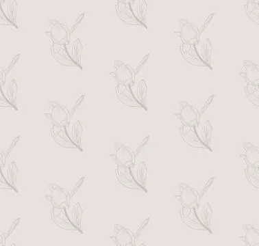 Vector Pink Seamless Pattern with Drawn Flowers, Peony Stock Illustration