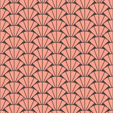 Vector pink seamless pattern with shell or fan ornament. Stock Illustration