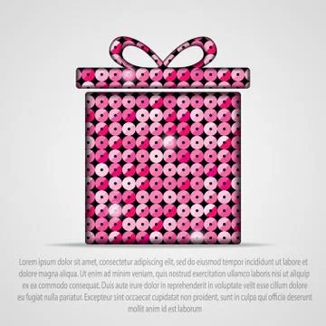 Vector pink sequin gift box. Eps 10. Stock Illustration