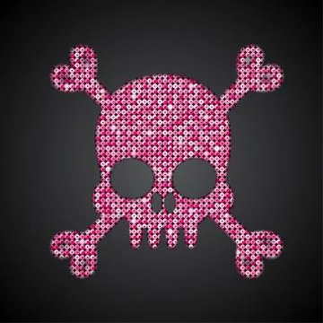 Vector pink sequin skull. Jolly Roger.  Eps 10. Stock Illustration