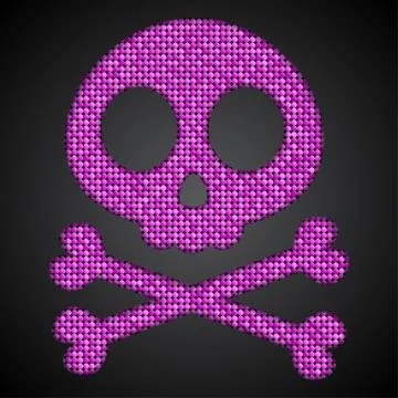 Vector pink sequin skull. Jolly Roger.  Eps 10. Stock Illustration