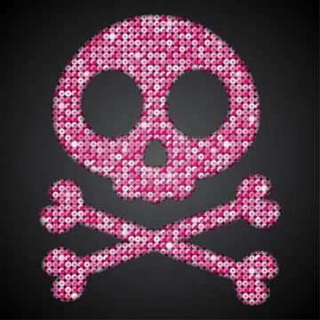 Vector pink sequin skull. Jolly Roger.  Eps 10. Stock Illustration