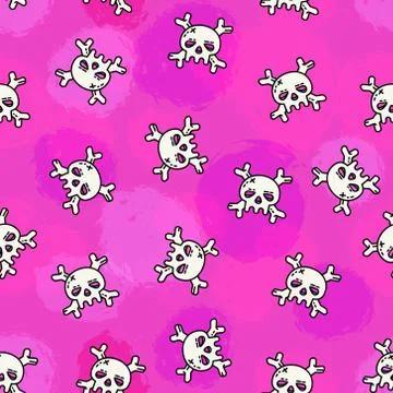 Vector pink skull pattern Stock Illustration