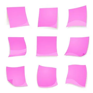 Vector pink stick note isolated on white background Stock Illustration