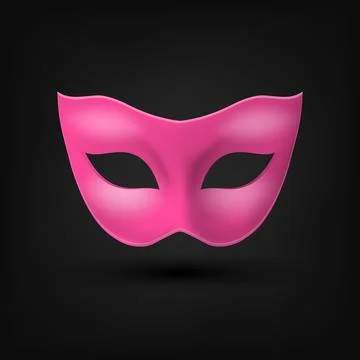 Vector Pink Super Hero Mask. Face Character, Superhero Comic Book Mask Closeup Stock Illustration