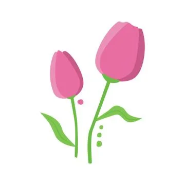 Vector pink tulip with leaves Stock Illustration