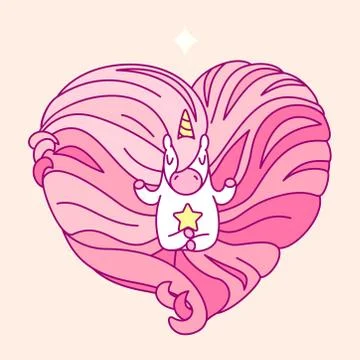 Vector pink unicorn room art Stock Illustration