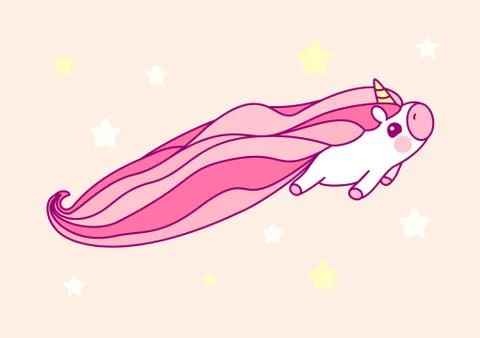 Vector pink unicorn room art Stock Illustration