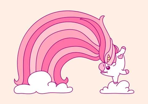 Vector pink unicorn room art Stock Illustration