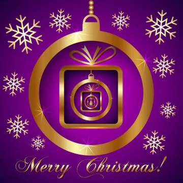 Vector Pink Violet Gold Decorative Christmas Greeting Card Illustrazione stock