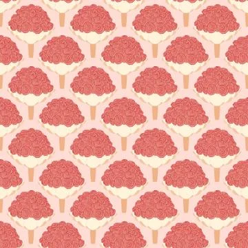 Vector pink wedding seamless pattern with bouquet Stock Illustration