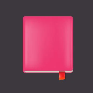 Vector pink womens diary book with red bookmark isolated on grey background Stock Illustration