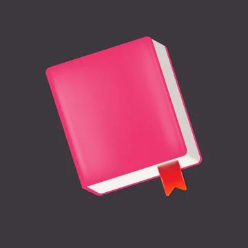 Vector pink womens diary book with red bookmark isolated on grey background Stock Illustration