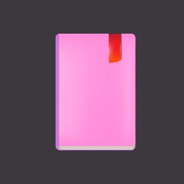 Vector pink womens diary book with red bookmark isolated on grey background Stock Illustration