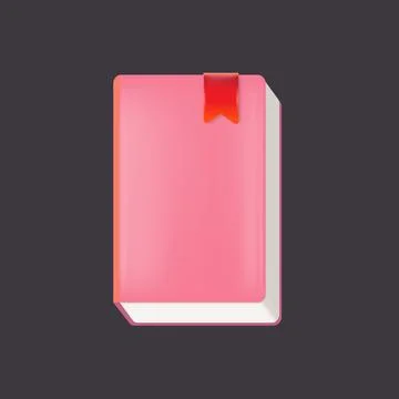 Vector pink womens diary book with red bookmark isolated on grey background Stock Illustration