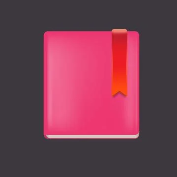 Vector pink womens diary book with red bookmark isolated on grey background Stock Illustration