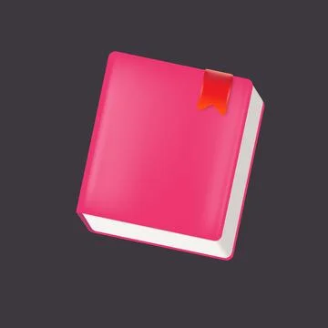 Vector pink womens diary book with red bookmark isolated on grey background Stock Illustration