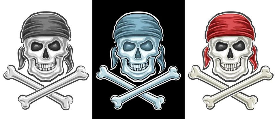 Vector Pirate Skull Set Illustrazione stock