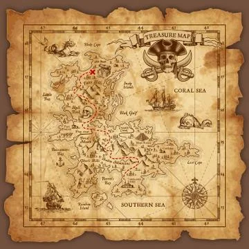 Vector Pirate Treasure Map Stock Illustration