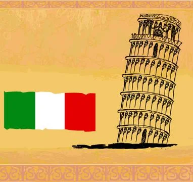 Vector pisa tower grunge background Stock Illustration