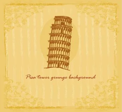 Vector pisa tower grunge background Illustrazione stock