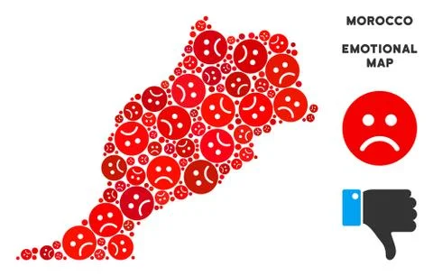 Vector Pitiful Morocco Map Collage of Sad Emojis Illustrazione stock