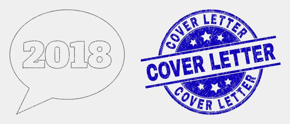 Vector Pixel 2018 Message Balloon Icon and Grunge Cover Letter Seal Illustrazione stock
