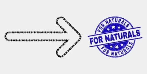 Vector Pixel Arrow Right Icon and Scratched For Naturals Seal Stock Illustration
