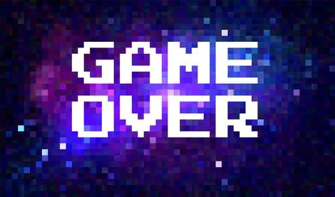 Vector pixel art 8-bit background with message Game Over Stock Illustration