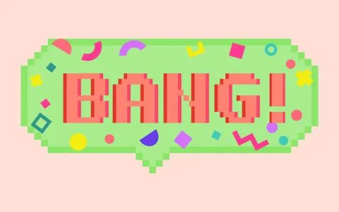 Vector pixel art 8bit bang sticker Stock Illustration