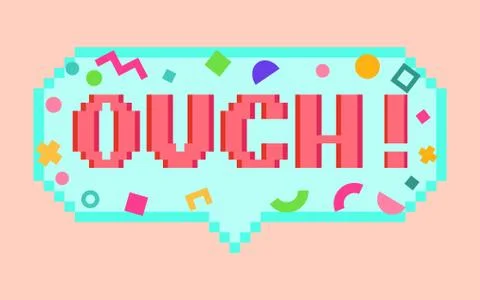 Vector pixel art 8bit Ouch sticker Stock Illustration