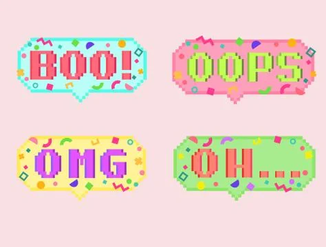 Vector pixel art 8bit set of sticker Stock Illustration