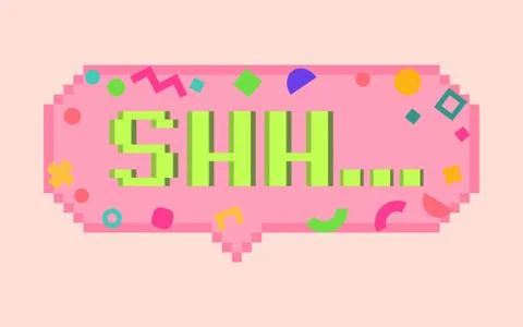 Vector pixel art 8bit shh sticker Stock Illustration