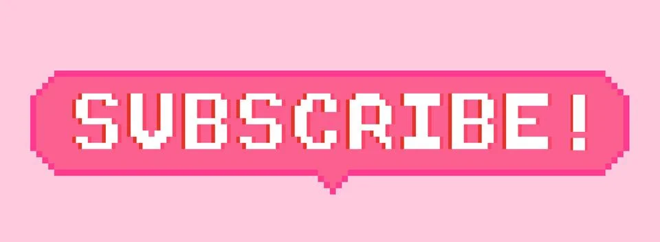 Vector pixel art 8bit subscribe sticker Stock Illustration