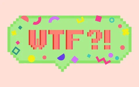 Vector pixel art 8bit wtf sticker Stock Illustration