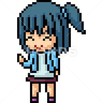 Vector pixel art anime girl Stock Illustration ~ #114107488