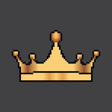 Vector pixel art crown. Pixel art golden crown. Pixel art royal king hat. Vec Stock Illustration