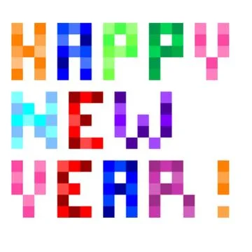 Vector pixel art happy new year Stock Illustration