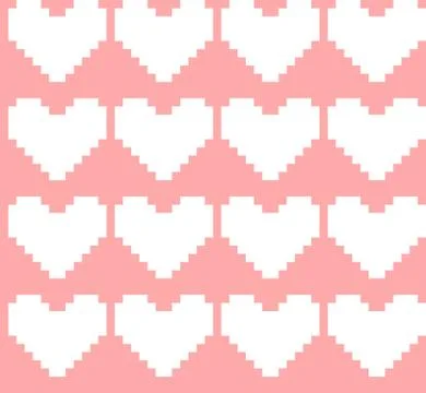 Vector pixel art hearts seamless pattern Stock Illustration