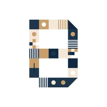 Vector Pixel Art Letter B. Colorful Letter Consist of Modules from Strips, sq Stock Illustration