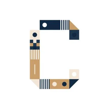 Vector Pixel Art Letter C. Colorful Letter Consist of Modules from Strips, sq Illustrazione stock