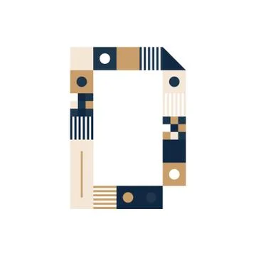 Vector Pixel Art Letter D. Colorful Letter Consist of Modules from Strips, sq Illustrazione stock