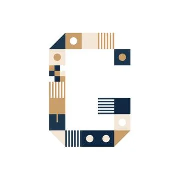 Vector Pixel Art Letter G. Colorful Letter Consist of Modules from Strips, sq Illustrazione stock